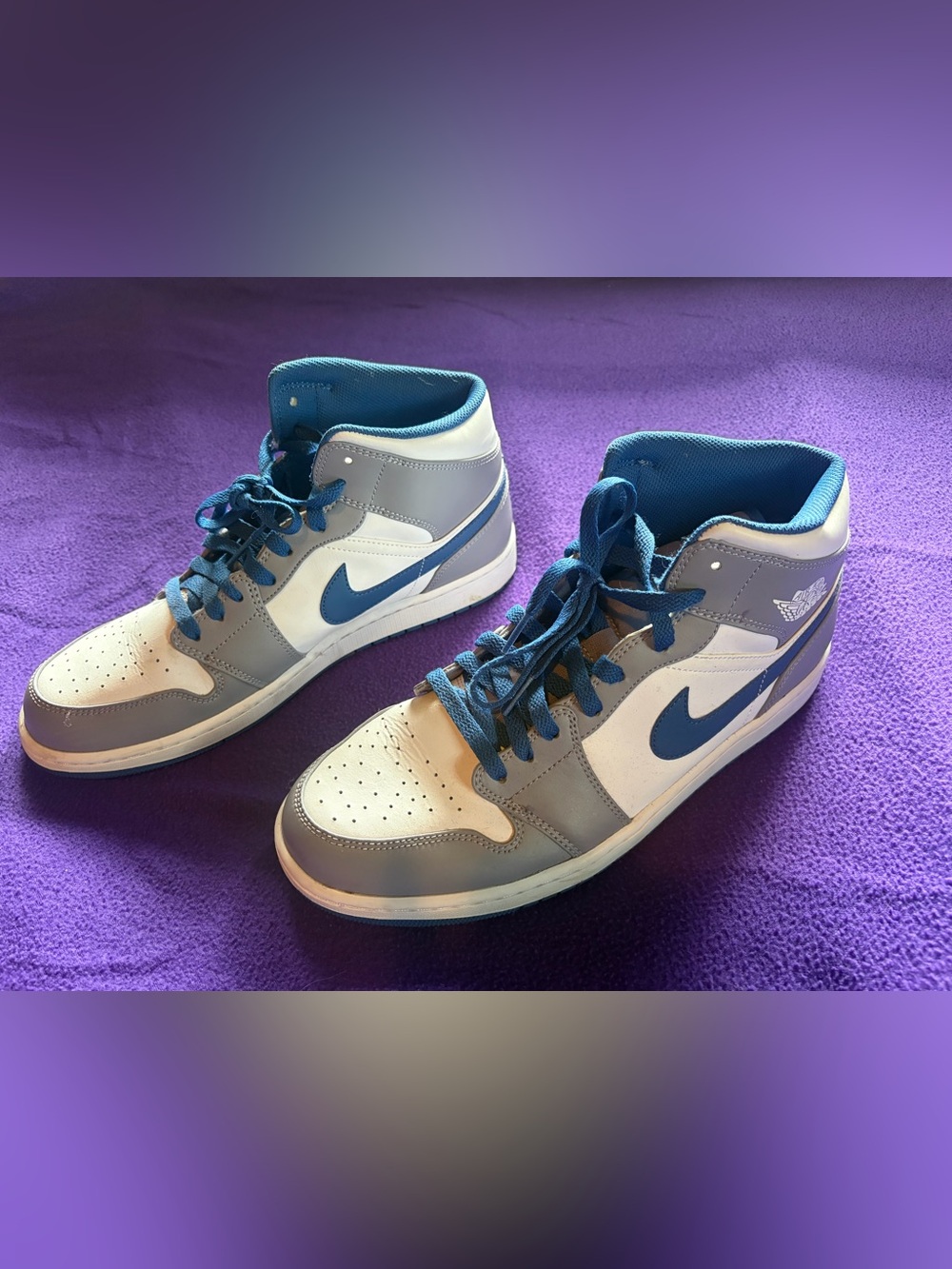 Nike Air Jordan 1 Mid True Blue DQ8426-014 Men’s Size 12 Grey White Blue